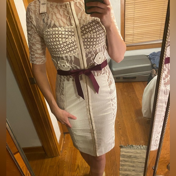 Anthropologie Floral and Lace Sheath Dress - Picture 1 of 7